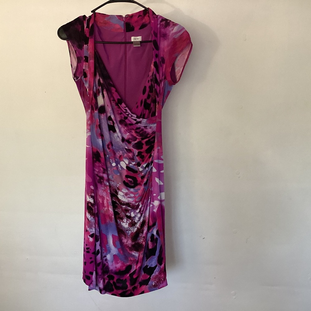 Cache Dress - Size 4 - black with shades of plum/purple